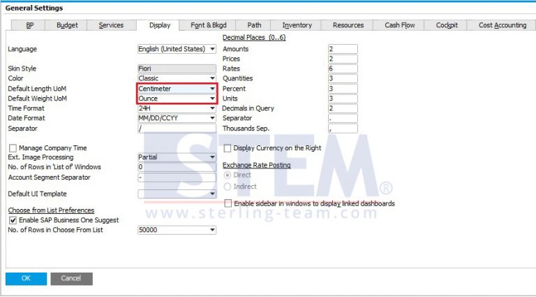 General settings