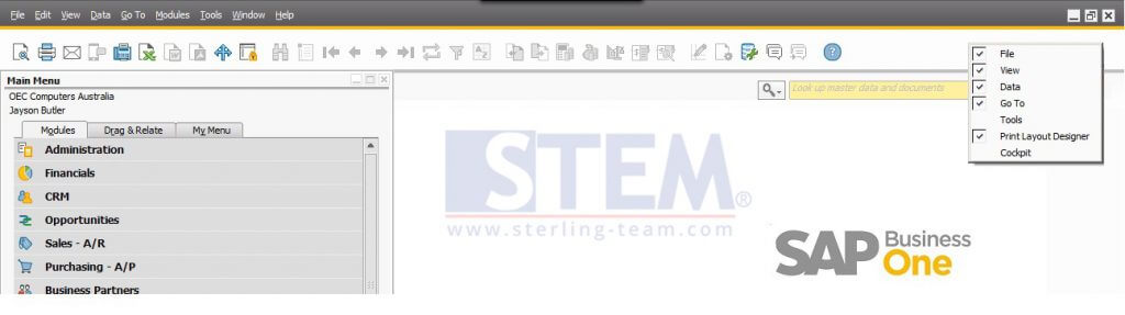 Customize Your Sap Tool Bar Sap Business One Indonesia Tips Stem